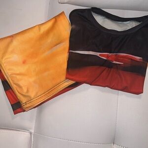 2 PIECE OMBRÉ SET LONG SLEEVE CROP TOP WITH LONG SKIRT